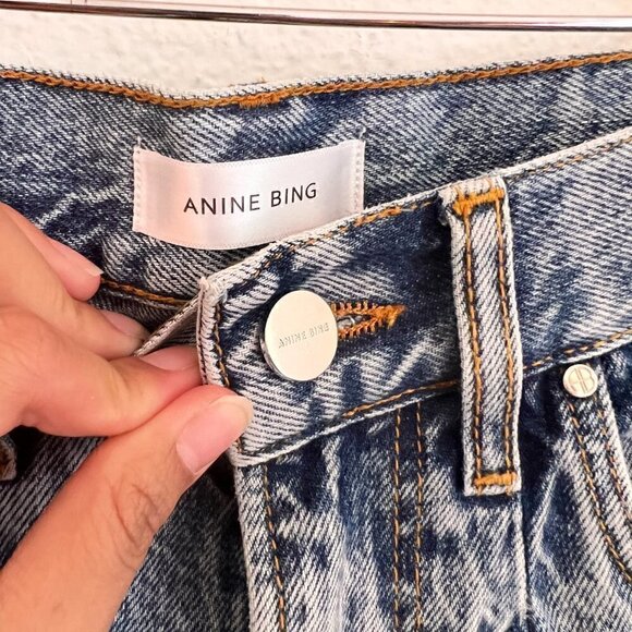 NWT Anine Bing High Rise Vintage Blue Shorts Sample 24‌‌ - Picture 5 of 13